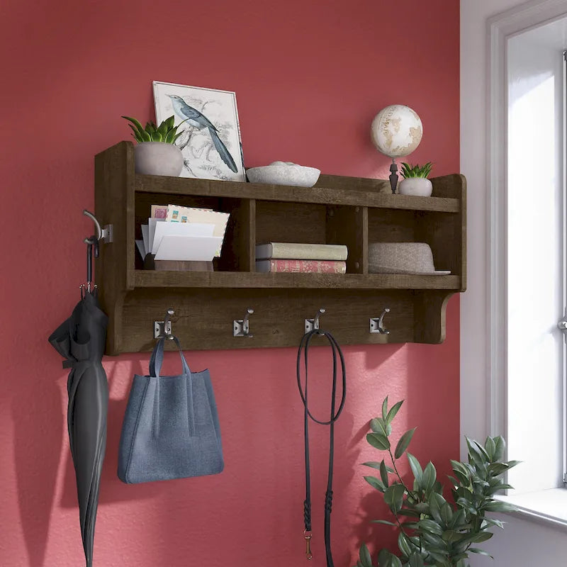 Porte-manteau mural de 102 cm avec étagère et 6 crochets