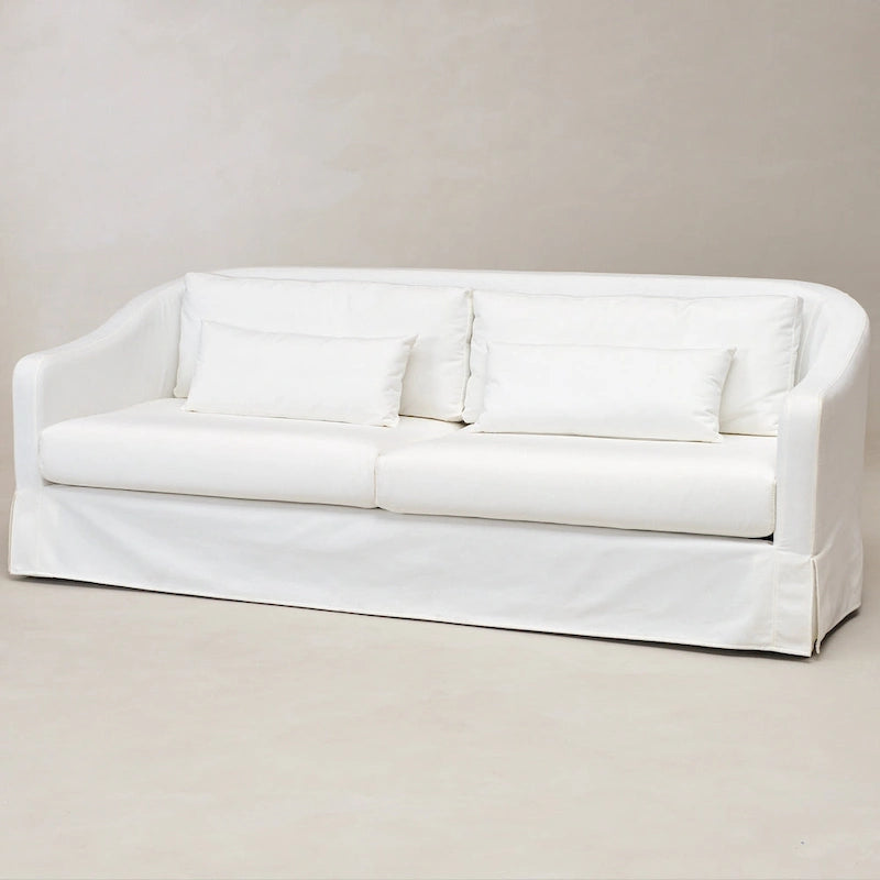 Canapé déhoussable en lin de 90 pouces à 3 places avec jupe et 4 coussins décoratifs