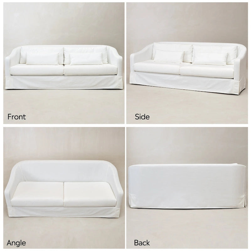 Canapé déhoussable en lin de 90 pouces à 3 places avec jupe et 4 coussins décoratifs
