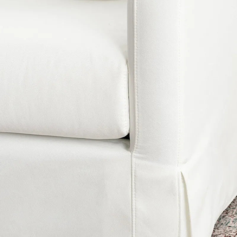 Canapé déhoussable en lin de 90 pouces à 3 places avec jupe et 4 coussins décoratifs