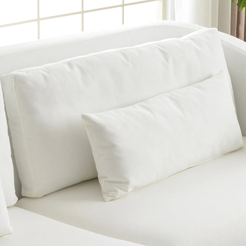Canapé déhoussable en lin de 90 pouces à 3 places avec jupe et 4 coussins décoratifs