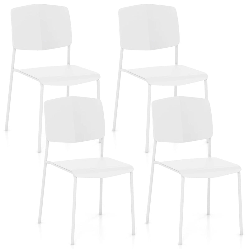 Gymax Lot de 4 chaises de salle à manger avec dossier ergonomique et assise large empilable