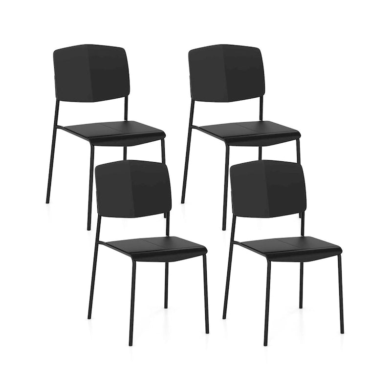 Gymax Lot de 4 chaises de salle à manger avec dossier ergonomique et assise large empilable