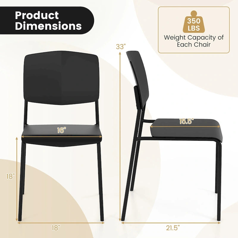 Gymax Lot de 4 chaises de salle à manger avec dossier ergonomique et assise large empilable