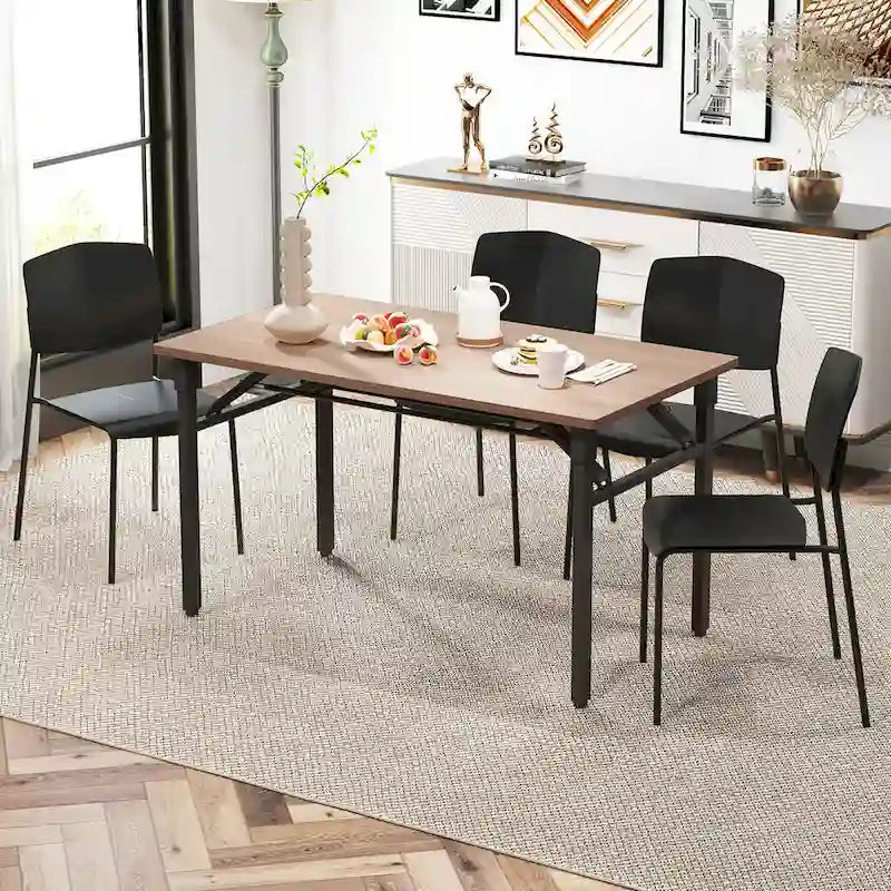 Gymax Lot de 4 chaises de salle à manger avec dossier ergonomique et assise large empilable
