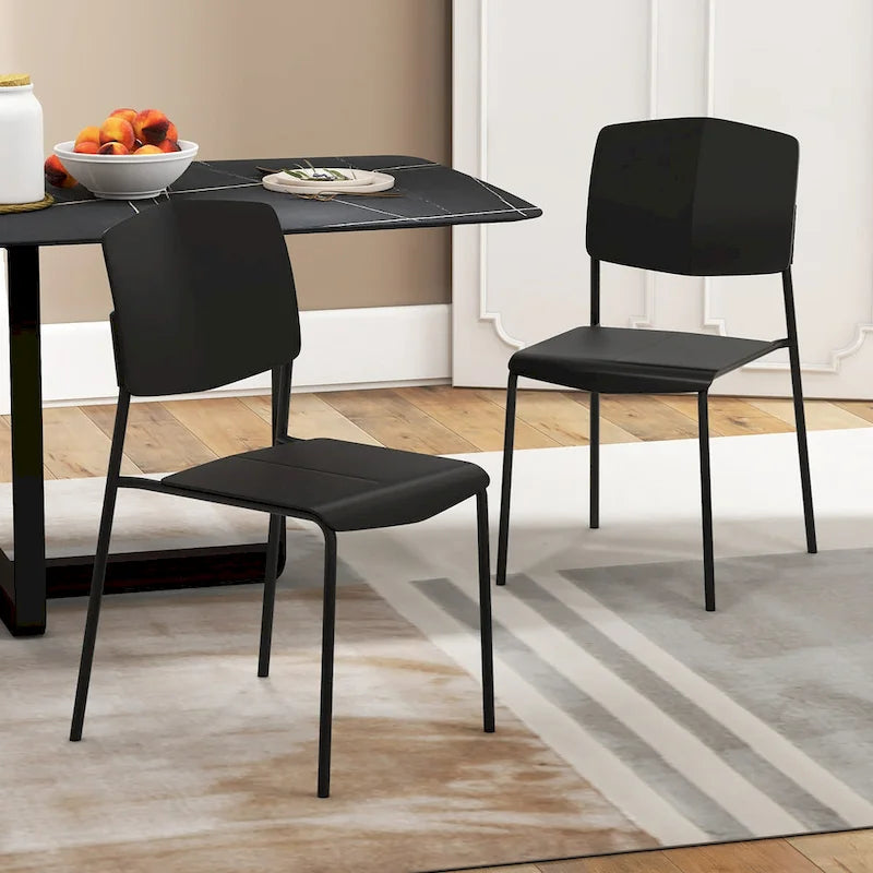 Gymax Lot de 4 chaises de salle à manger avec dossier ergonomique et assise large empilable