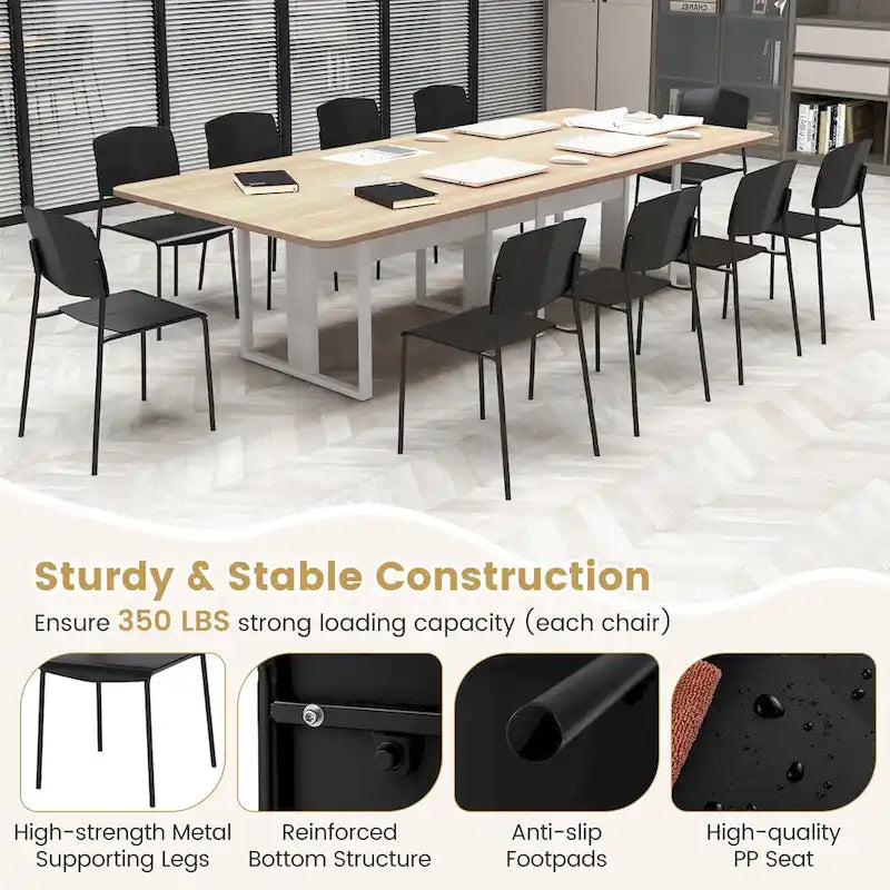 Gymax Lot de 4 chaises de salle à manger avec dossier ergonomique et assise large empilable