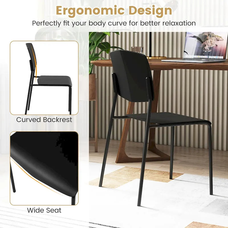 Gymax Lot de 4 chaises de salle à manger avec dossier ergonomique et assise large empilable
