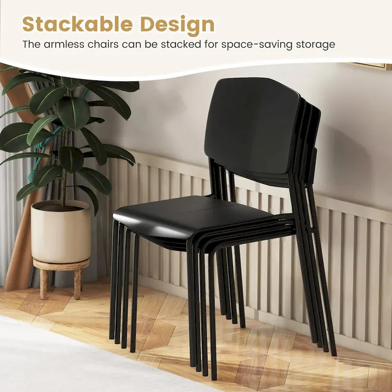 Gymax Lot de 4 chaises de salle à manger avec dossier ergonomique et assise large empilable
