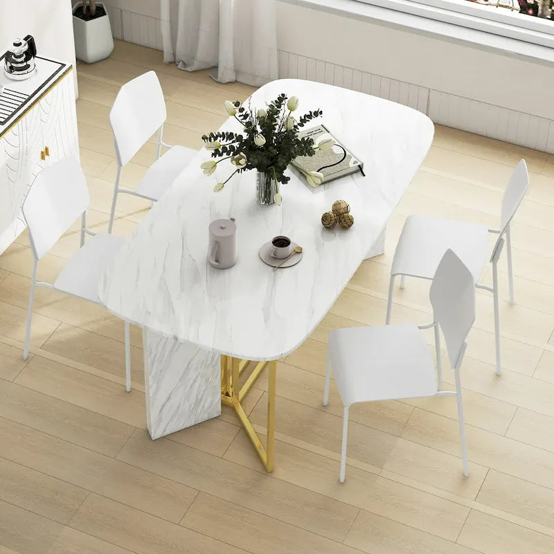 Gymax Lot de 4 chaises de salle à manger avec dossier ergonomique et assise large empilable