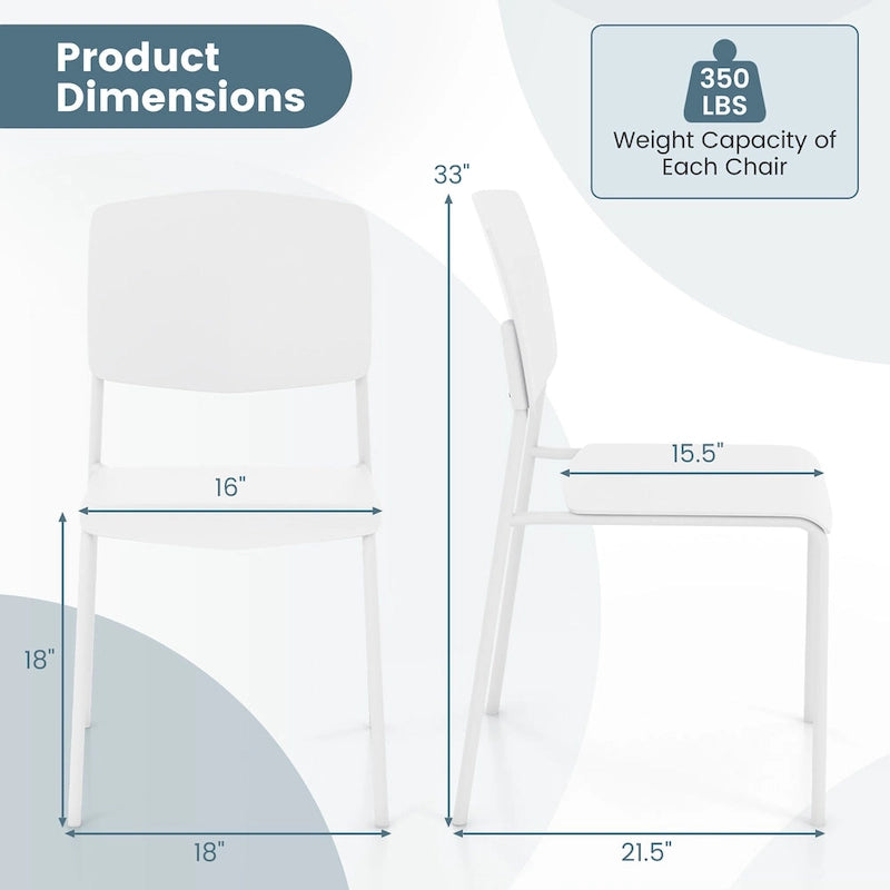 Gymax Lot de 4 chaises de salle à manger avec dossier ergonomique et assise large empilable