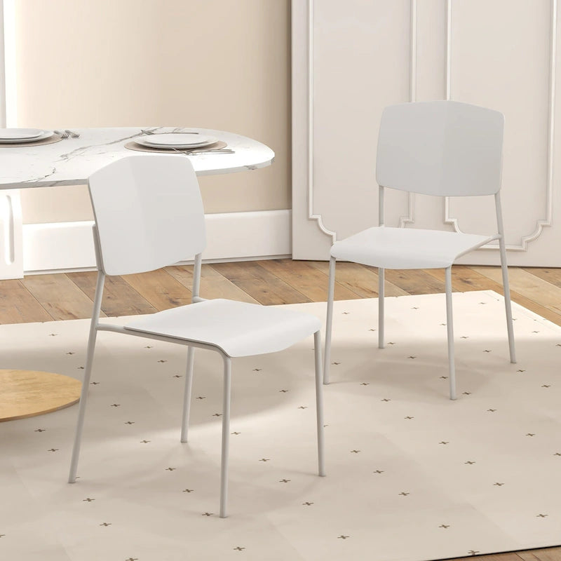 Gymax Lot de 4 chaises de salle à manger avec dossier ergonomique et assise large empilable