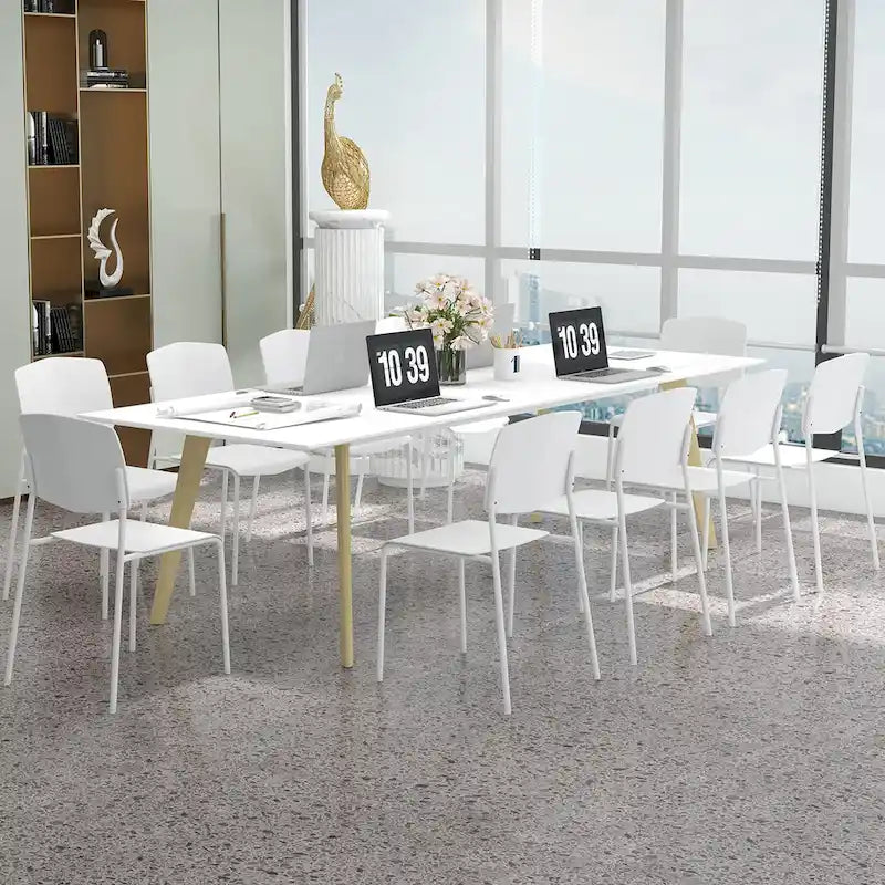 Gymax Lot de 4 chaises de salle à manger avec dossier ergonomique et assise large empilable