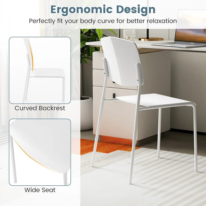 Gymax Lot de 4 chaises de salle à manger avec dossier ergonomique et assise large empilable