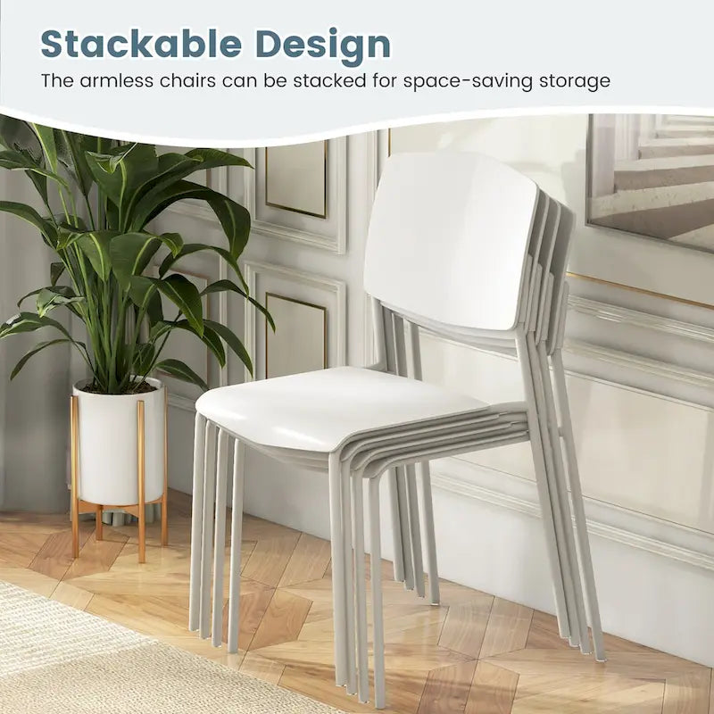 Gymax Lot de 4 chaises de salle à manger avec dossier ergonomique et assise large empilable