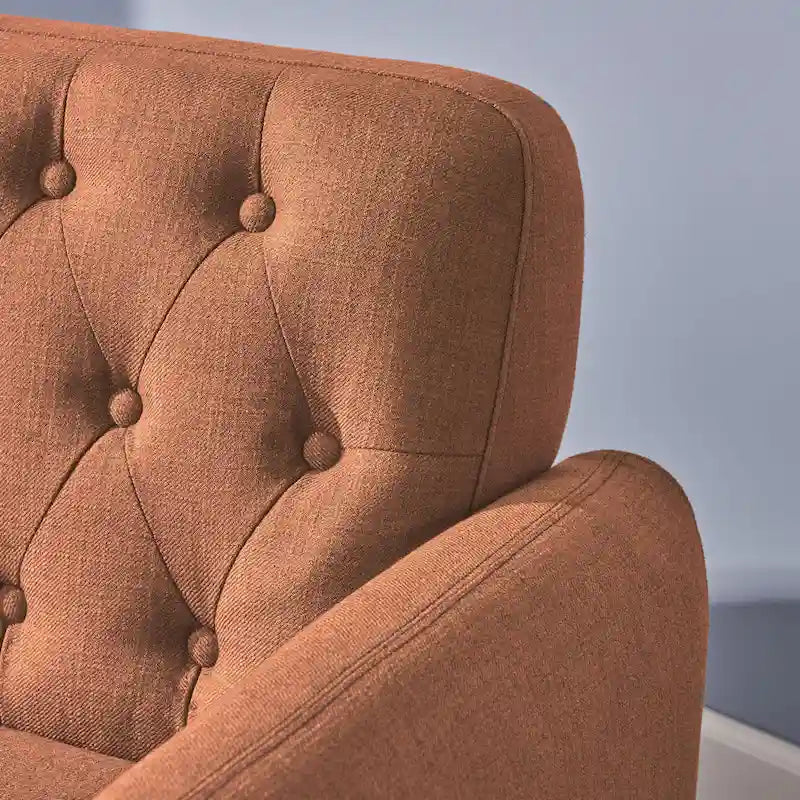 Petit canapé de style Mid-Century Modern avec dossier capitonné et pieds en bois inclinés