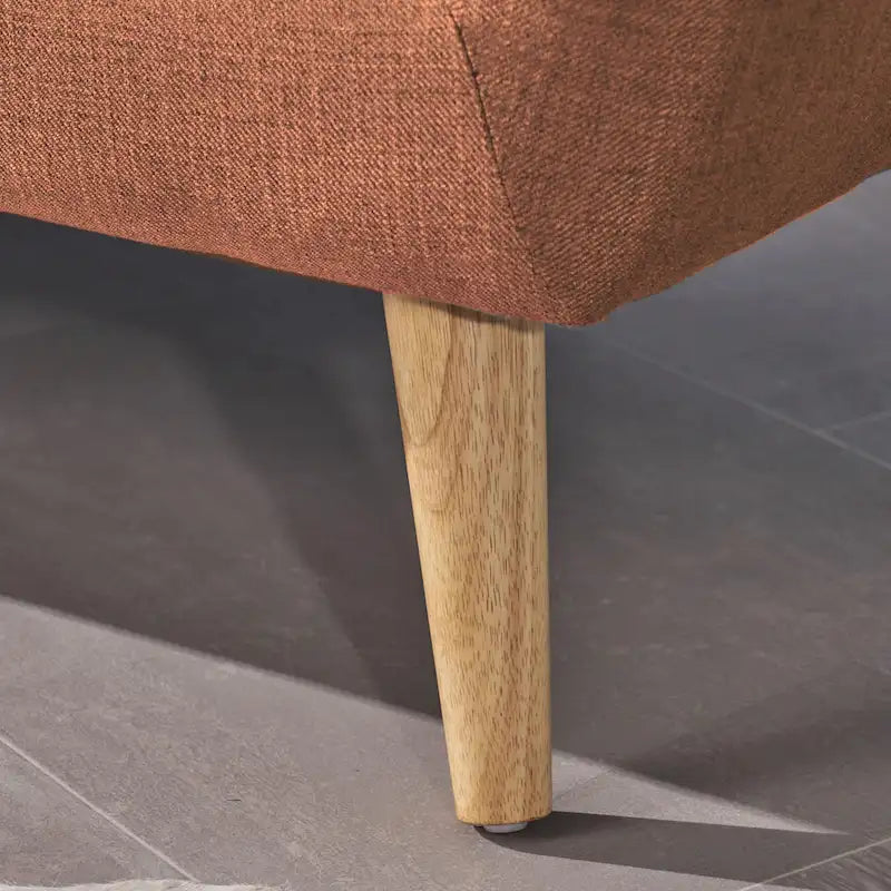 Petit canapé de style Mid-Century Modern avec dossier capitonné et pieds en bois inclinés