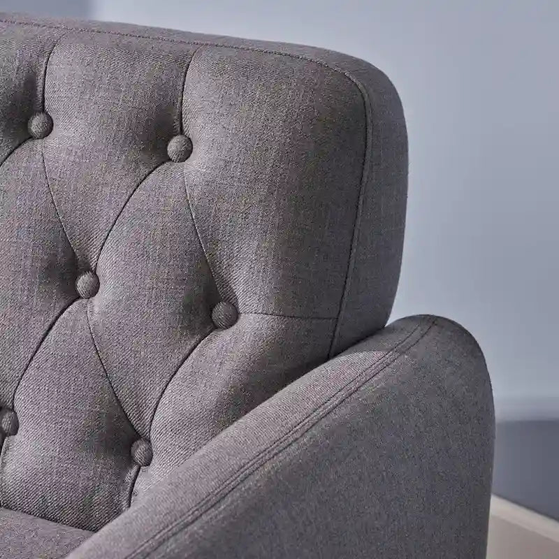 Petit canapé de style Mid-Century Modern avec dossier capitonné et pieds en bois inclinés