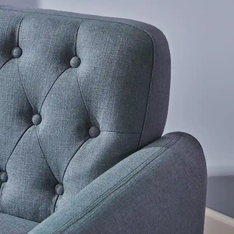 Petit canapé de style Mid-Century Modern avec dossier capitonné et pieds en bois inclinés