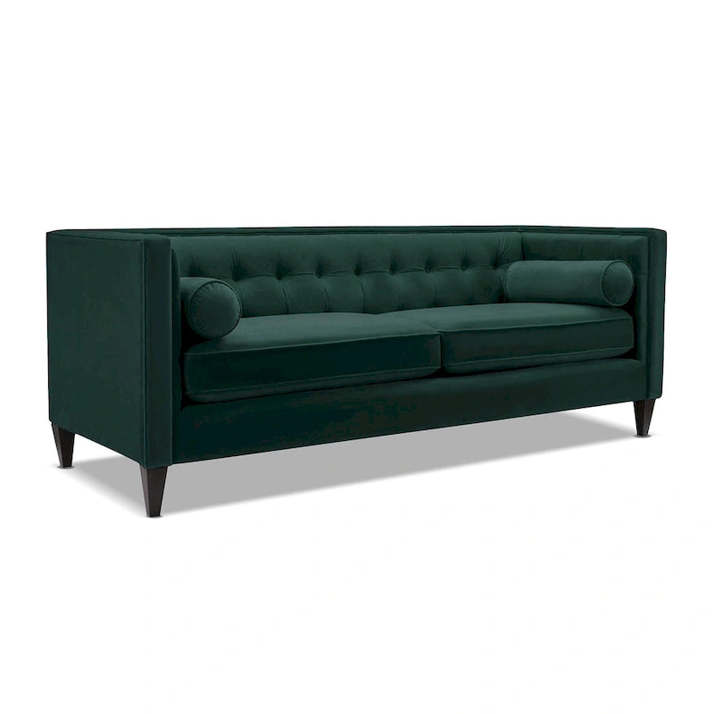 Canapé smoking de style moderne du milieu du siècle, 84 pouces, avec capitonnage et traversins