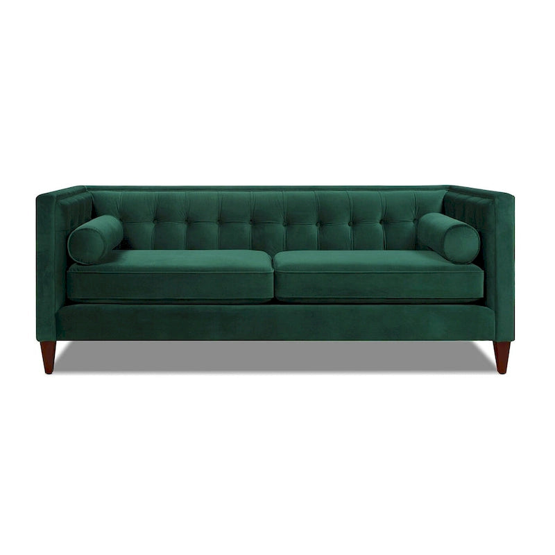 Canapé smoking de style moderne du milieu du siècle, 84 pouces, avec capitonnage et traversins