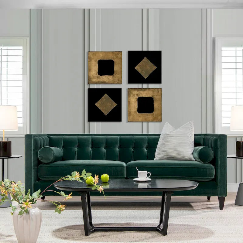 Canapé smoking de style moderne du milieu du siècle, 84 pouces, avec capitonnage et traversins
