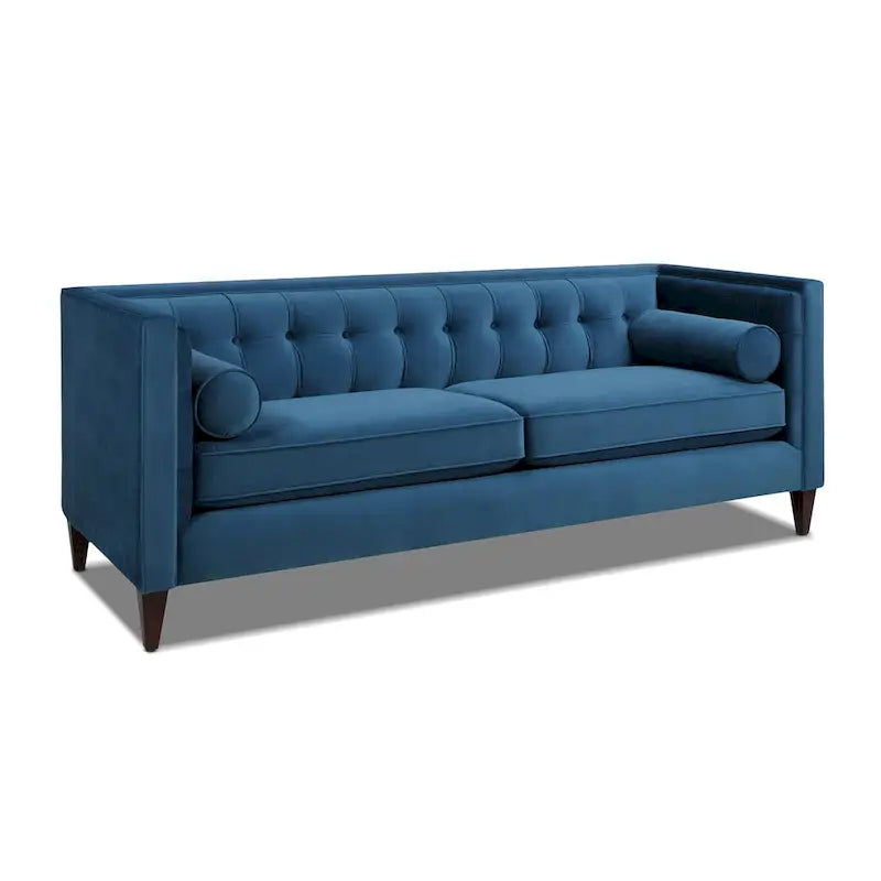 Canapé smoking de style moderne du milieu du siècle, 84 pouces, avec capitonnage et traversins