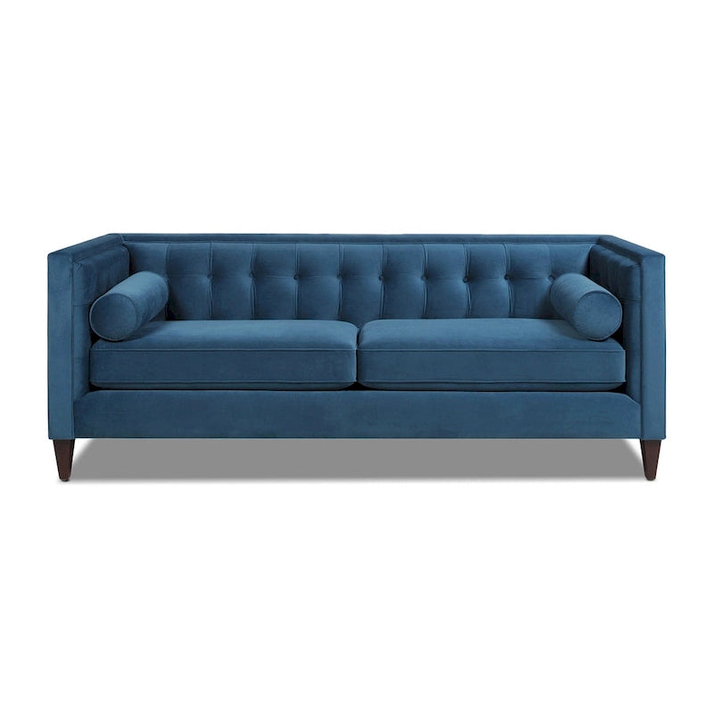 Canapé smoking de style moderne du milieu du siècle, 84 pouces, avec capitonnage et traversins