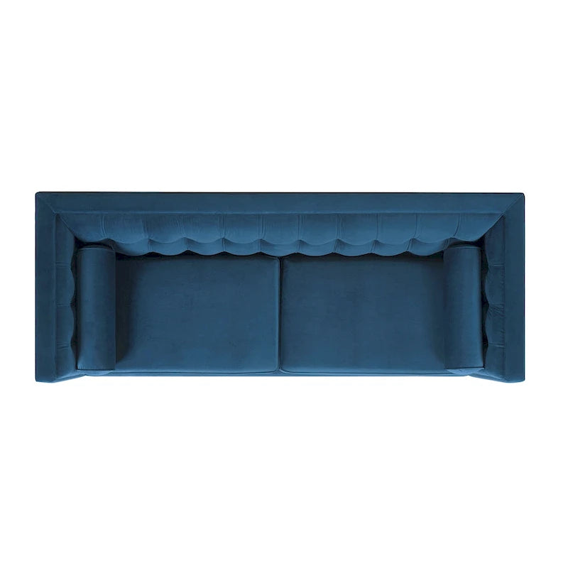 Canapé smoking de style moderne du milieu du siècle, 84 pouces, avec capitonnage et traversins