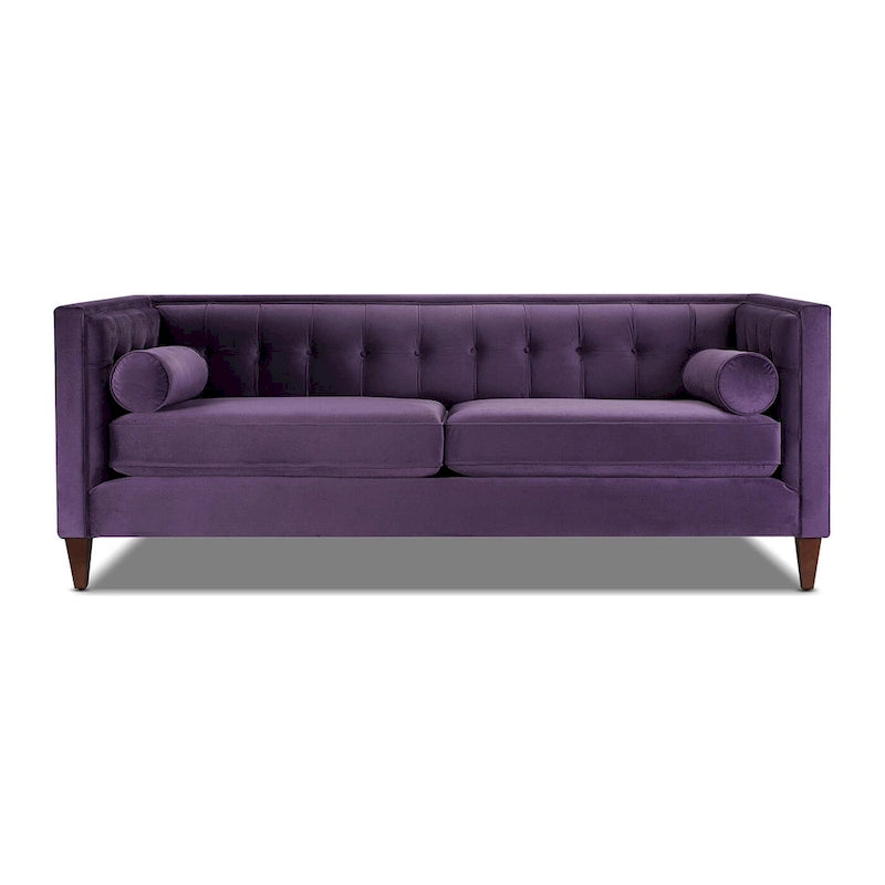Canapé smoking de style moderne du milieu du siècle, 84 pouces, avec capitonnage et traversins