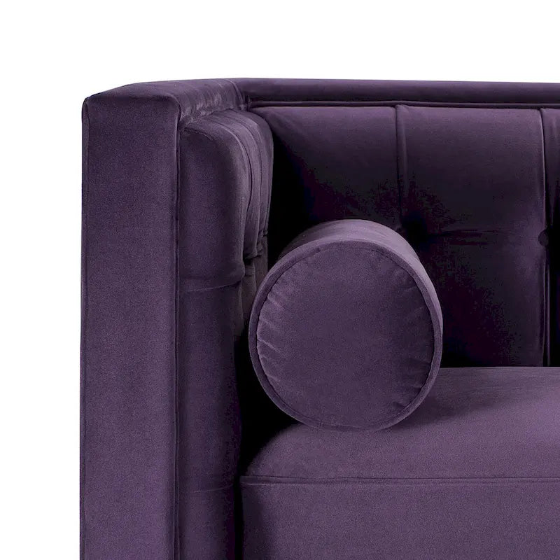 Canapé smoking de style moderne du milieu du siècle, 84 pouces, avec capitonnage et traversins