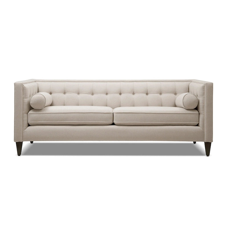 Canapé smoking de style moderne du milieu du siècle, 84 pouces, avec capitonnage et traversins