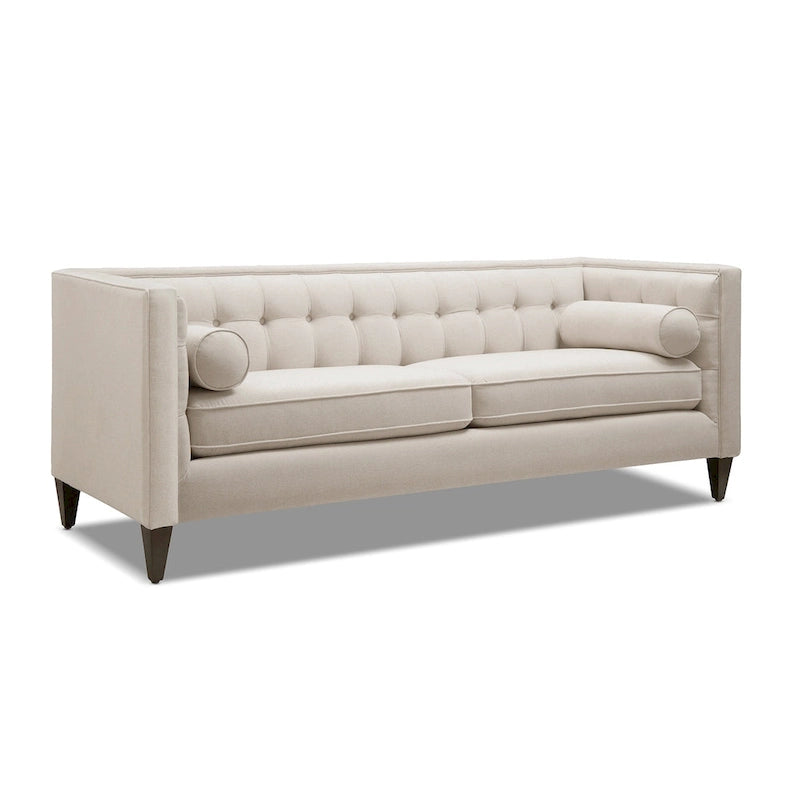 Canapé smoking de style moderne du milieu du siècle, 84 pouces, avec capitonnage et traversins