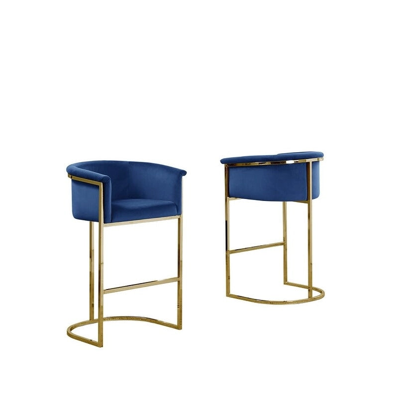Chaise de comptoir capitonnée en velours avec piètement en métal