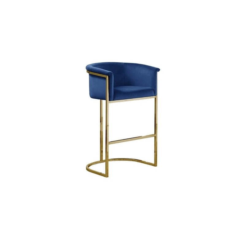 Chaise de comptoir capitonnée en velours avec piètement en métal