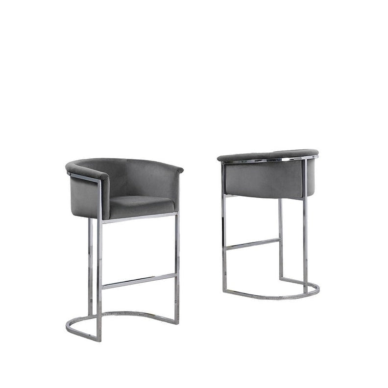Chaise de comptoir capitonnée en velours avec piètement en métal