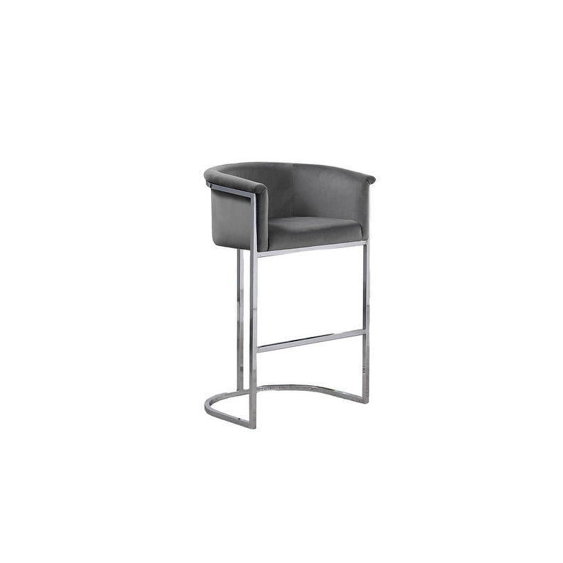 Chaise de comptoir capitonnée en velours avec piètement en métal