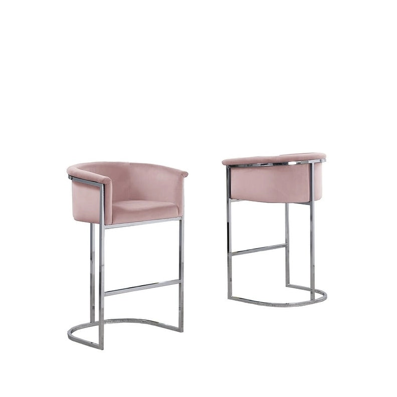 Chaise de comptoir capitonnée en velours avec piètement en métal