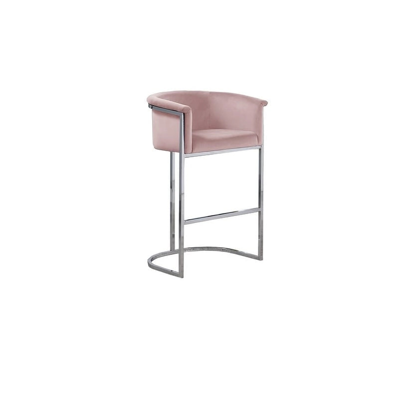 Chaise de comptoir capitonnée en velours avec piètement en métal