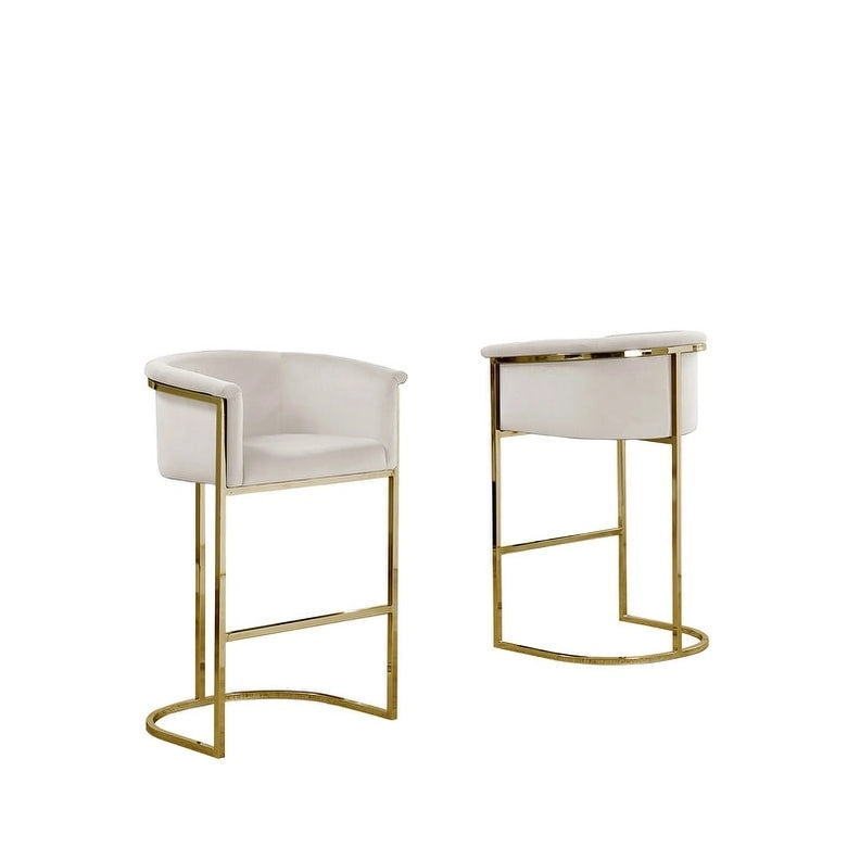 Chaise de comptoir capitonnée en velours avec piètement en métal