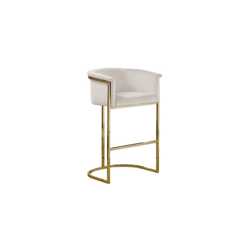 Chaise de comptoir capitonnée en velours avec piètement en métal