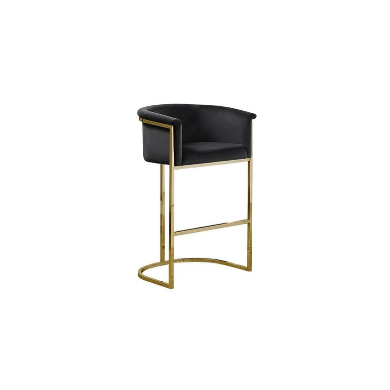 Chaise de comptoir capitonnée en velours avec piètement en métal