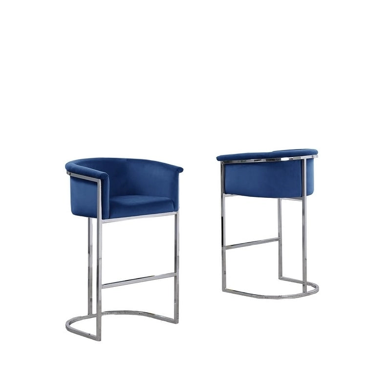 Chaise de comptoir capitonnée en velours avec piètement en métal