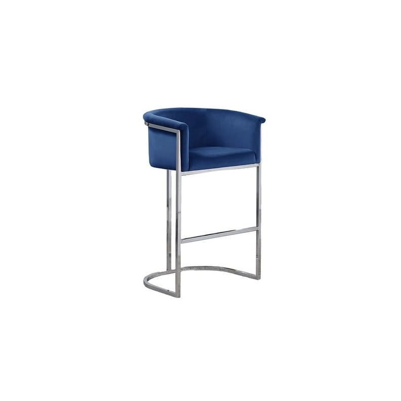 Chaise de comptoir capitonnée en velours avec piètement en métal