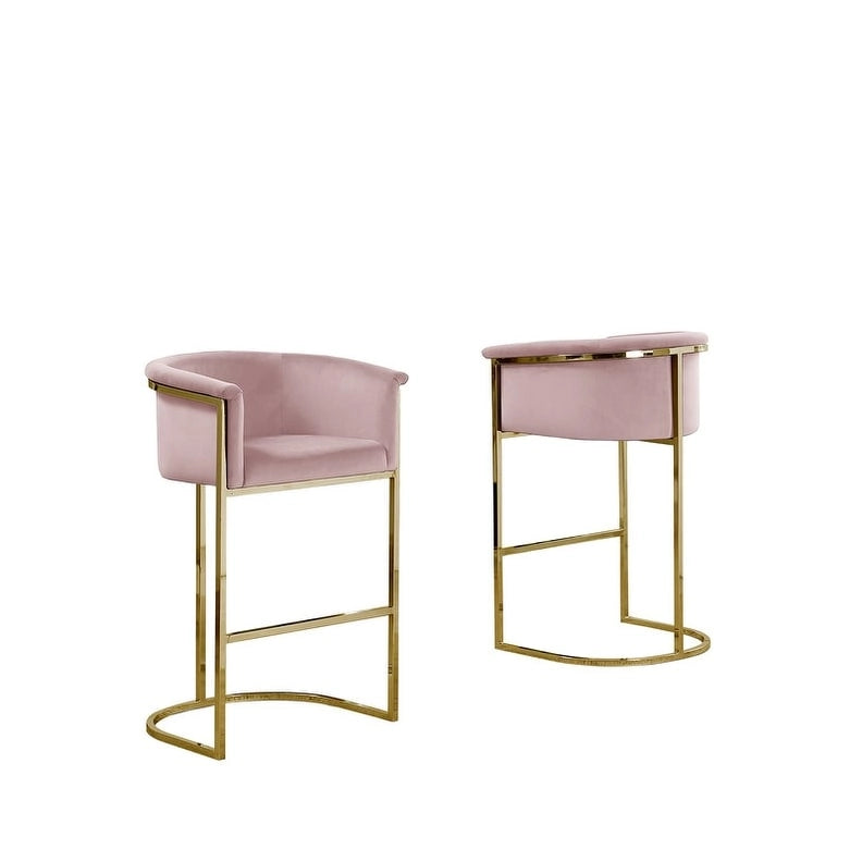 Chaise de comptoir capitonnée en velours avec piètement en métal