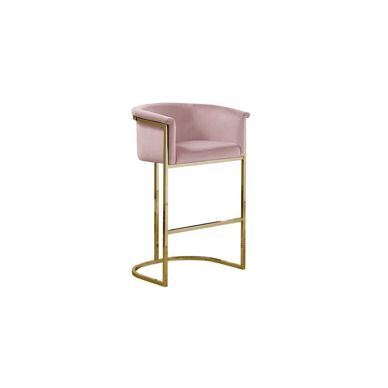 Chaise de comptoir capitonnée en velours avec piètement en métal
