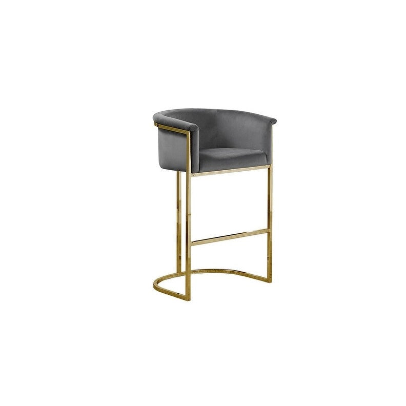 Chaise de comptoir capitonnée en velours avec piètement en métal