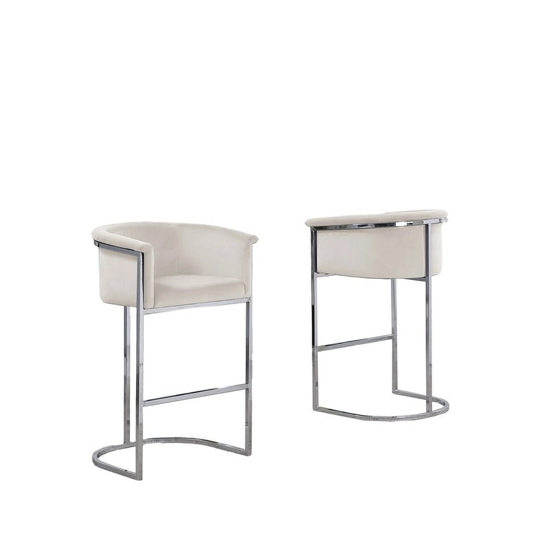 Chaise de comptoir capitonnée en velours avec piètement en métal