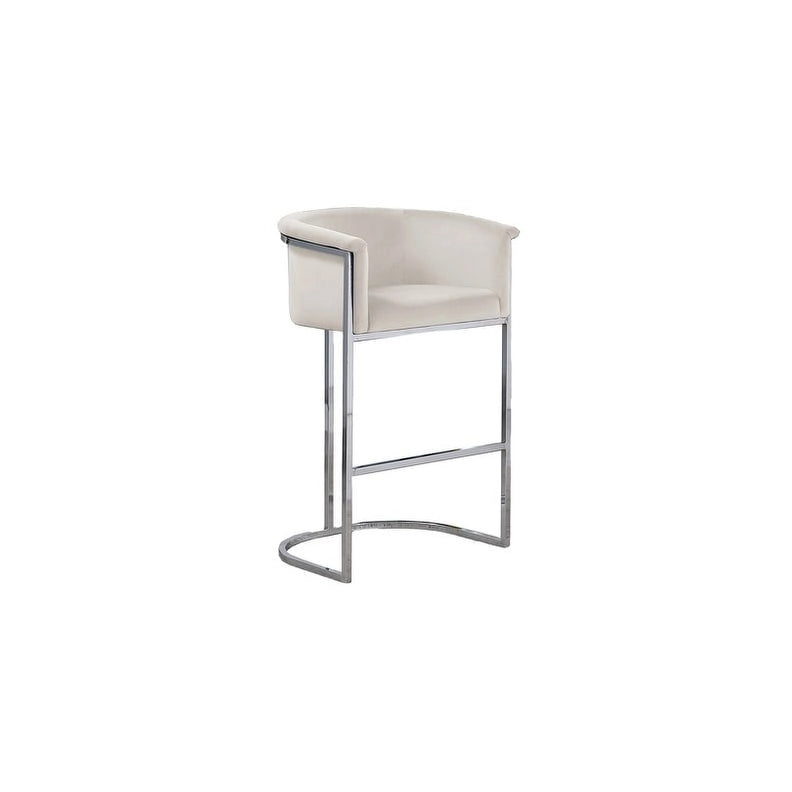 Chaise de comptoir capitonnée en velours avec piètement en métal