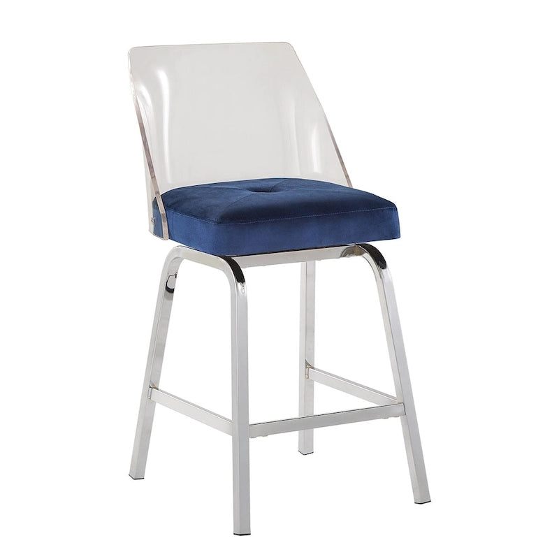 Tabourets pivotants en velours à hauteur de comptoir avec dossier en acrylique (lot de 2)